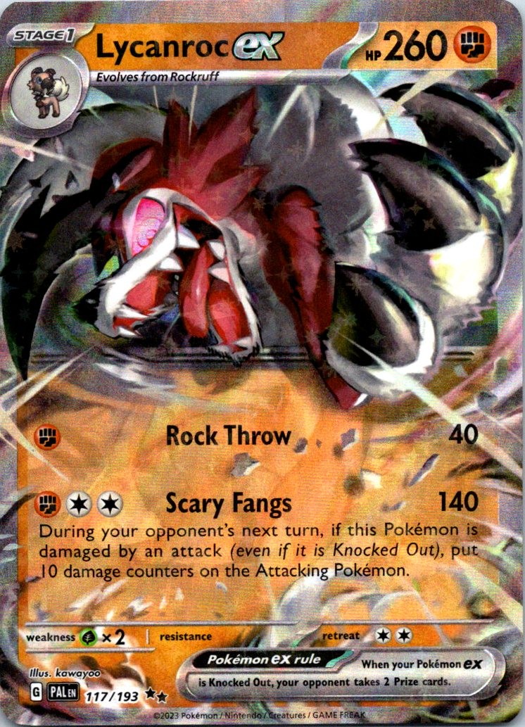 Lycanroc ex Holo Double Rare SV02: Paldea Evolved 117/193 NM