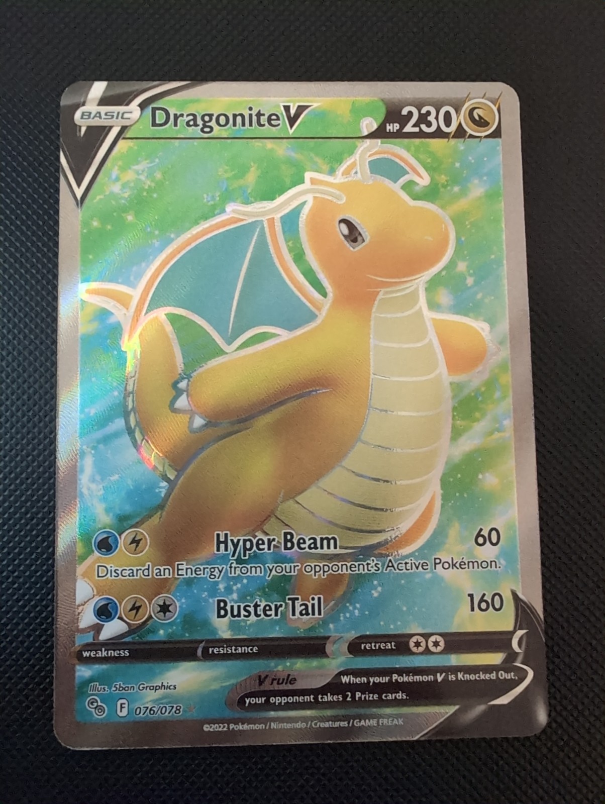 Dragonite V 076/078 Pokémon GO Holo Full Art Ultra Rare Basic 230 HP English