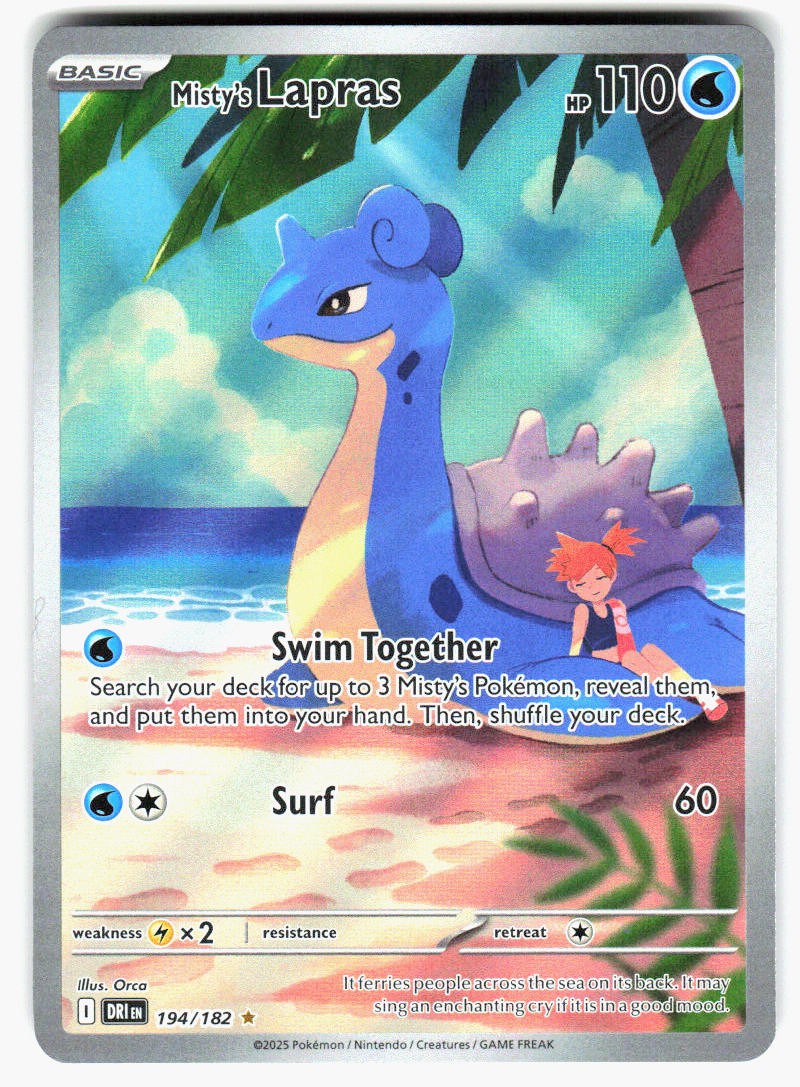 Misty’s Lapras 194/182 Illustration Rare Destined Rivals Pokemon Holo Near Mint