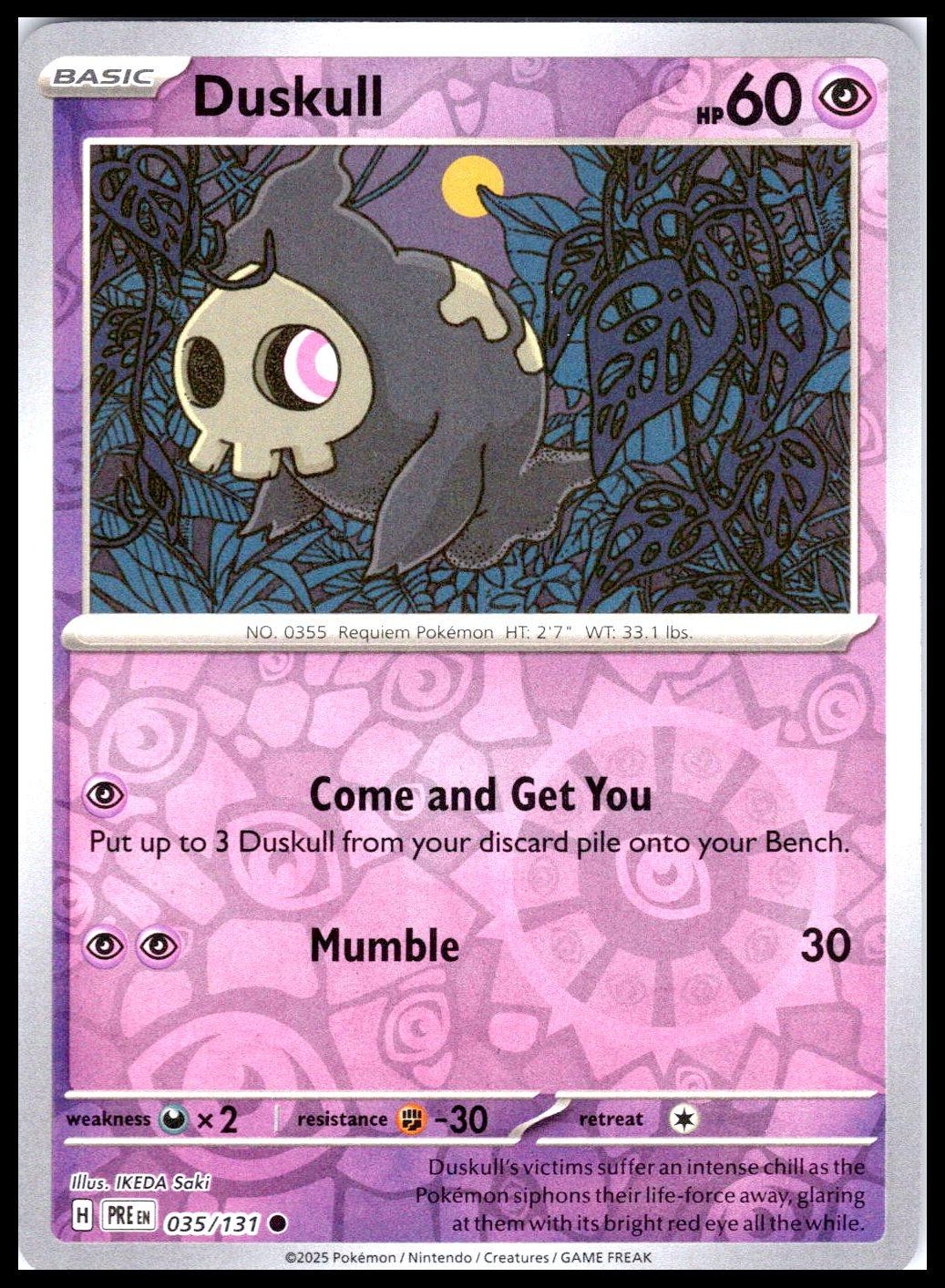 DUSKULL-IKEDA Saki-Pokemon 035/131 PRE Prismatic Evolutions – Reverse Holo NM/M