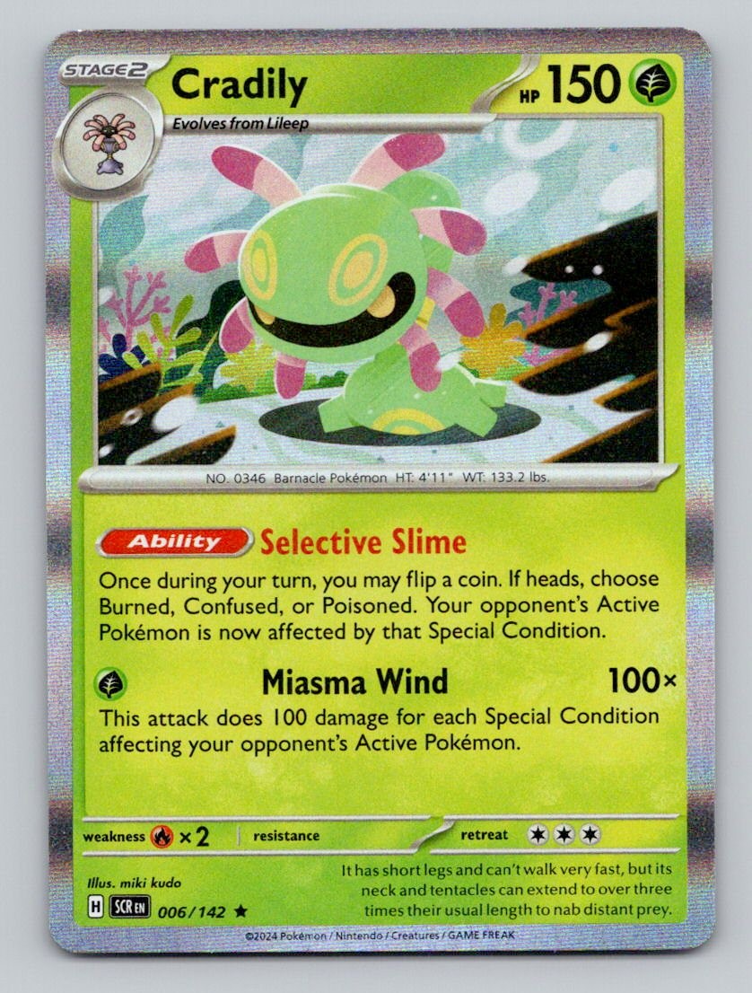 Cradily 6/142 Rare Stellar Crown Pokemon Reverse Holo Near Mint