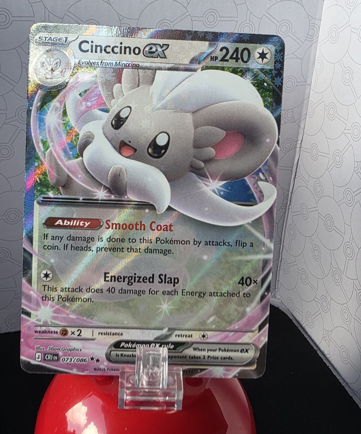 Pokemon Cinccino ex 073/086 CRI Ultra Rare Holo Stage 1 240 HP ENG