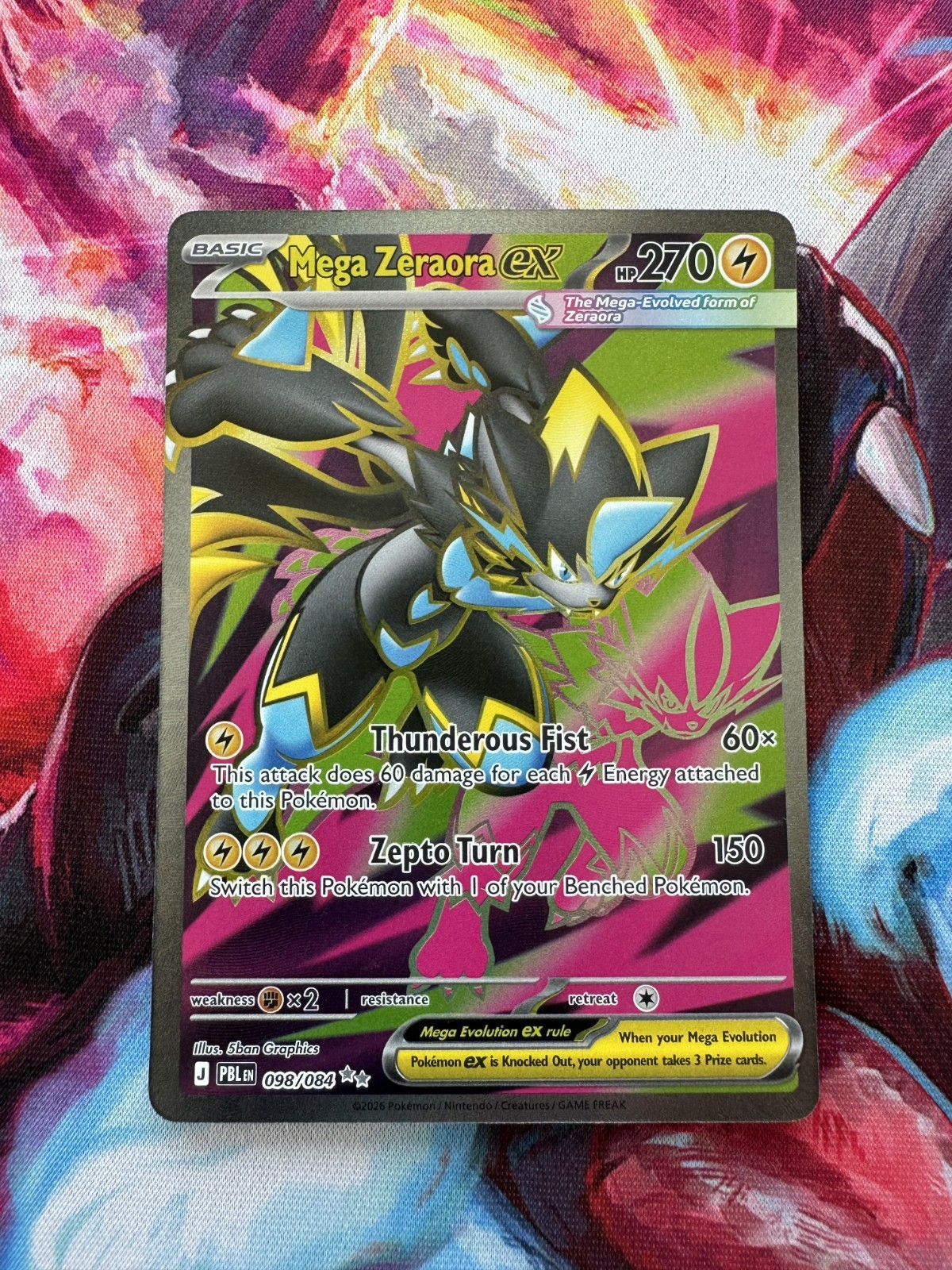 Mega Zeraora ex 098/084 Ultra Rare Me05: Pokemon Pitch Black Holo Near Mint