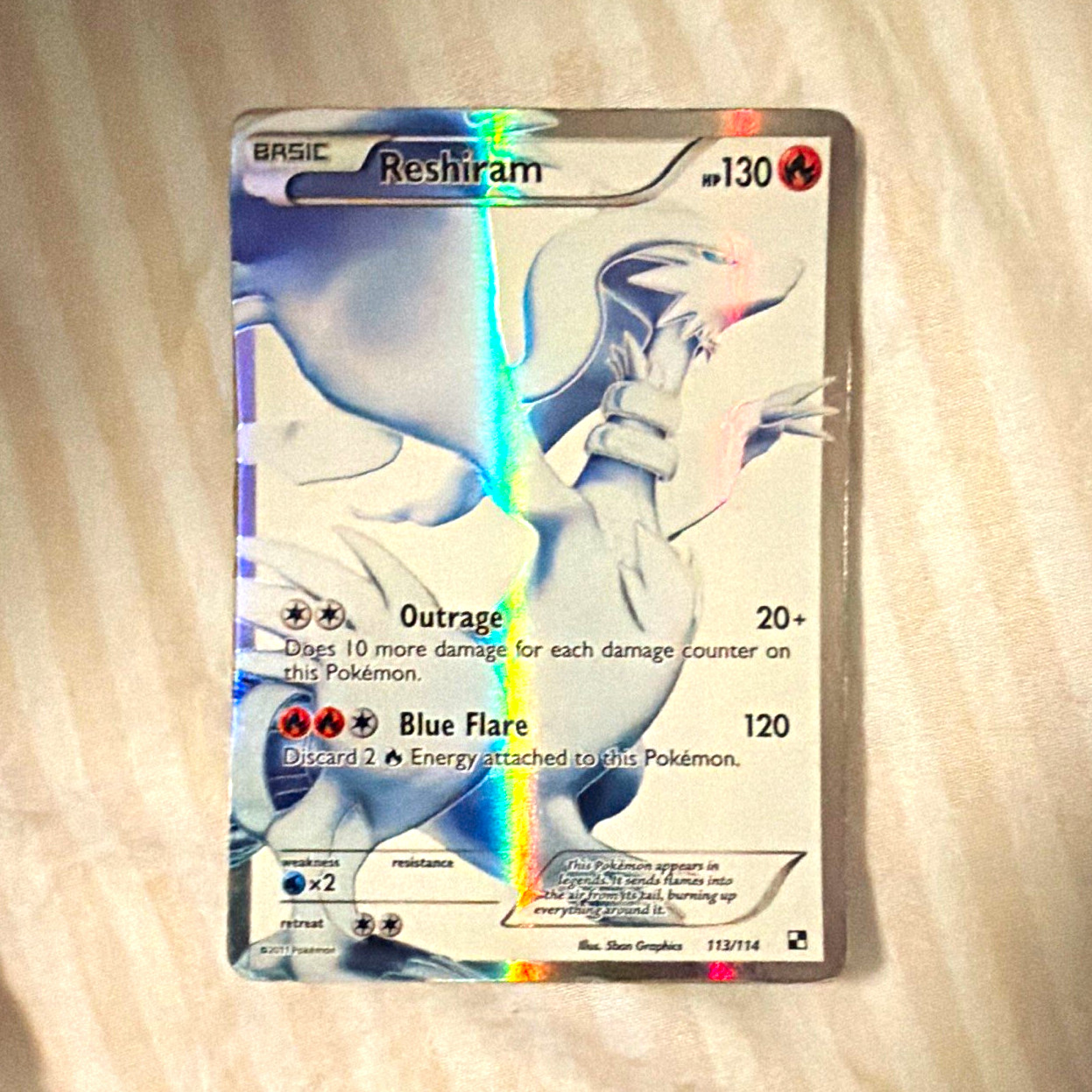 Reshiram 113/114 Black & White Full Art Holo Ultra Rare English HP 130
