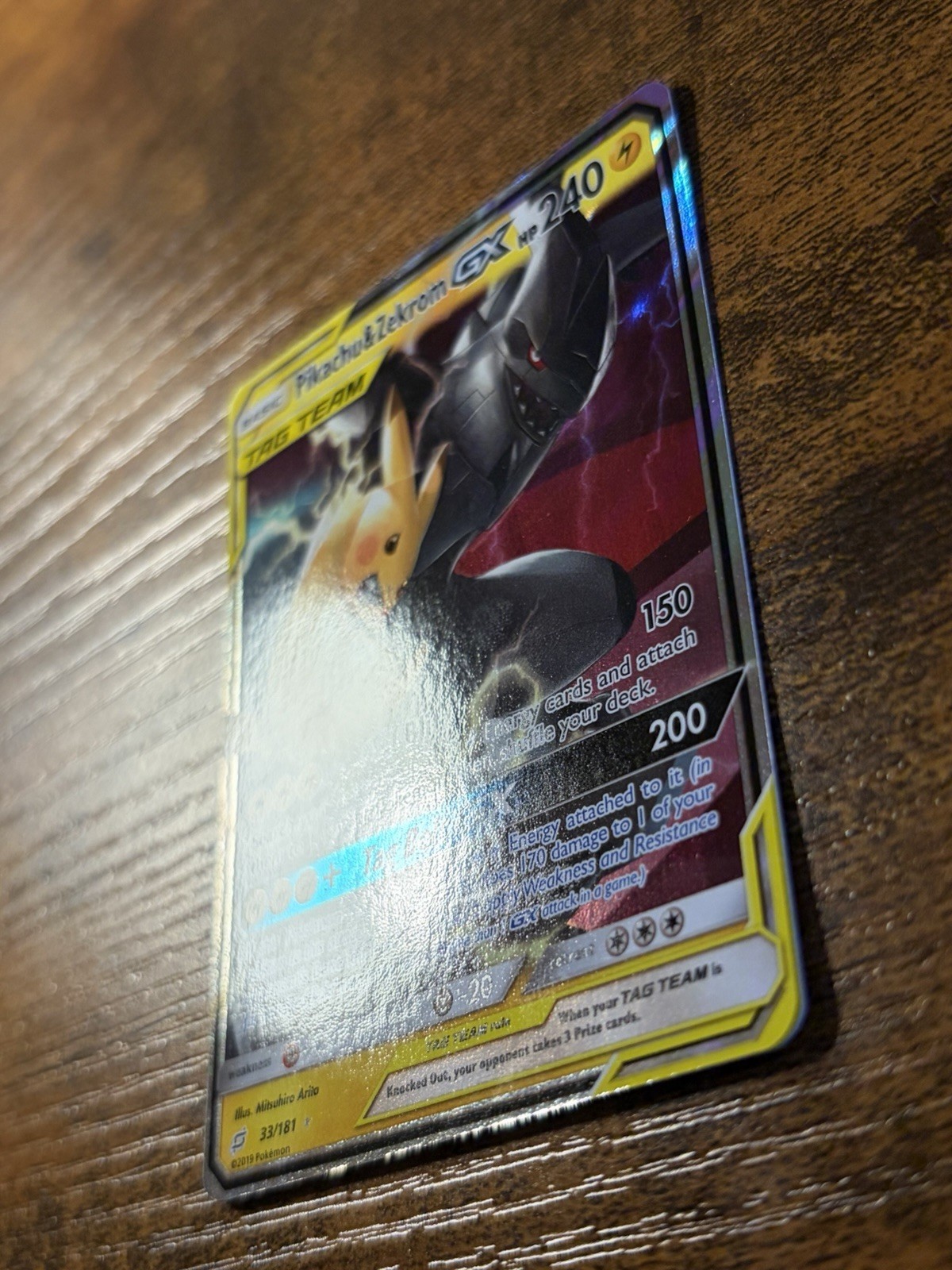 Pikachu & Zekrom GX 33/181 Sm-Team Up Holo Pokemon Card