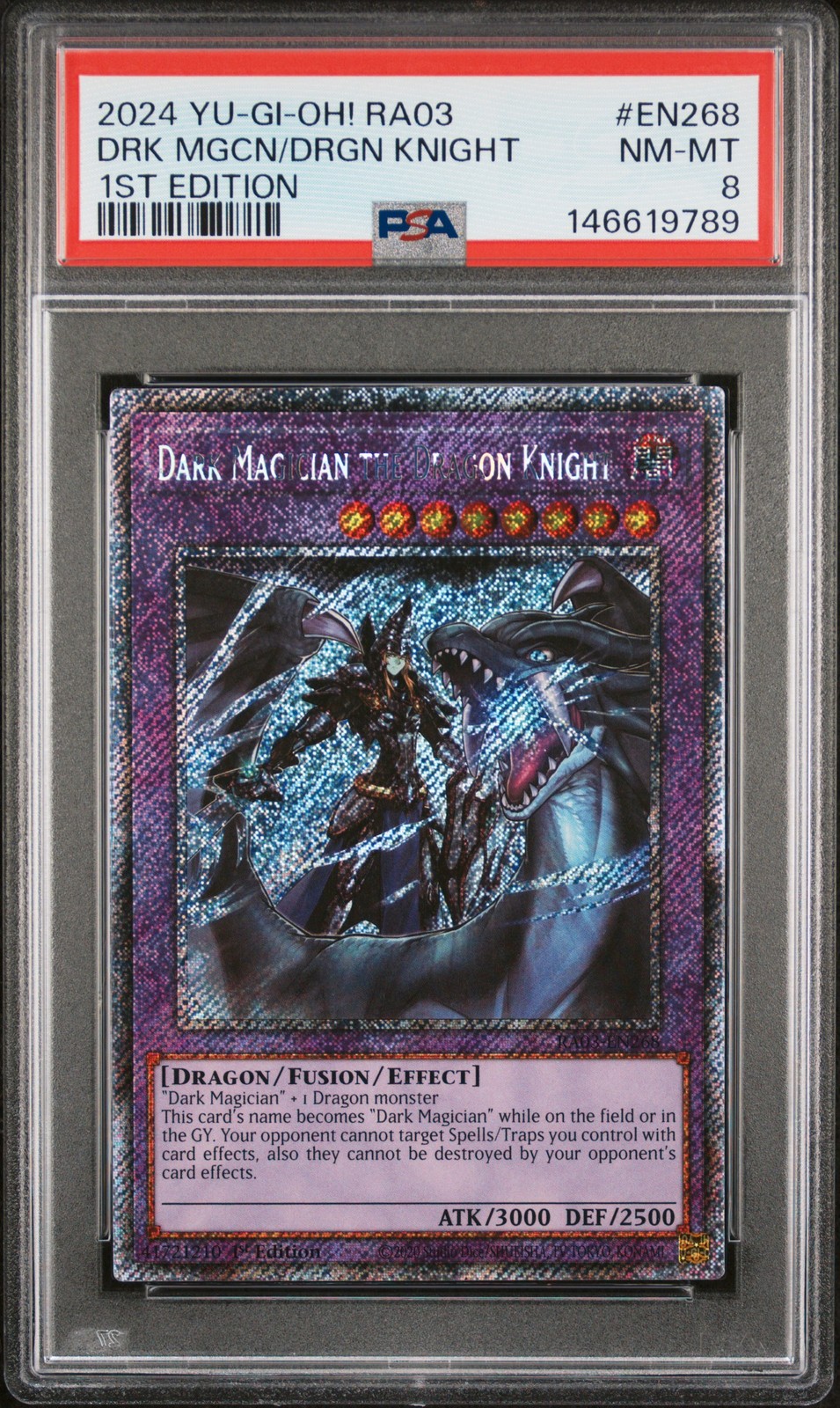 YU-GI-OH! RA03-QUARTER CENTURY BONANZA DARK MAGICIAN THE DRAGON KNIGHT PSA 8