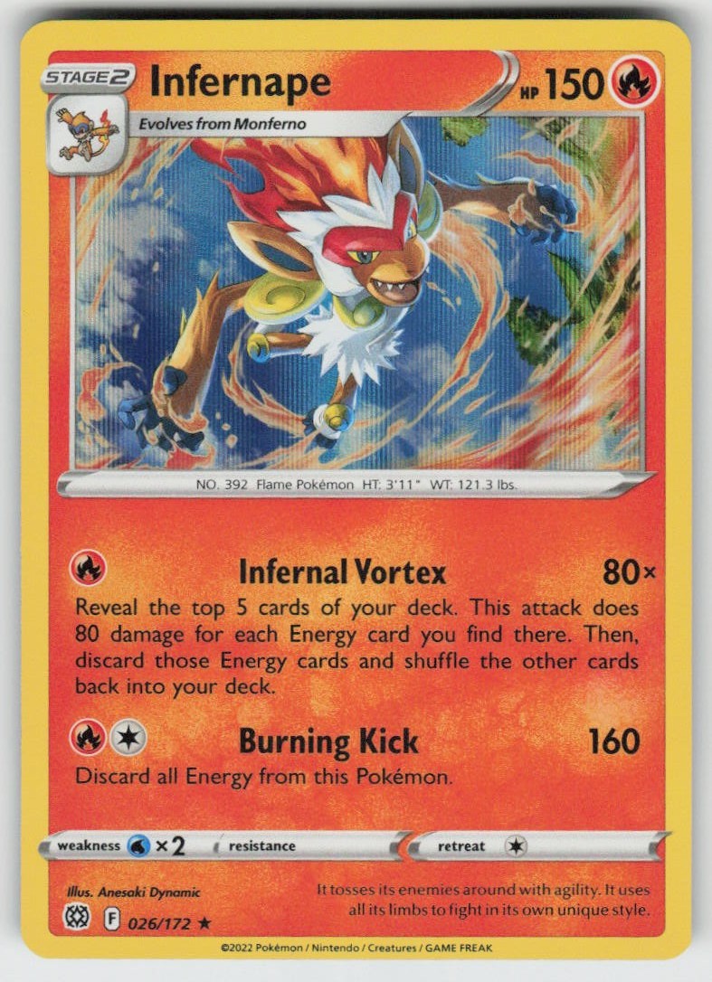 GGC – 3 Holo Infernape 026/172 Holo Rare SWSH09: Brilliant Stars