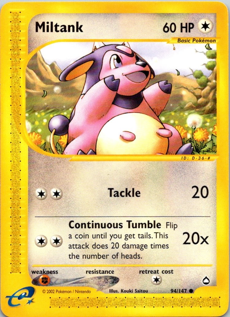 Miltank 94/147 Common Aquapolis Pokemon Lightly Played