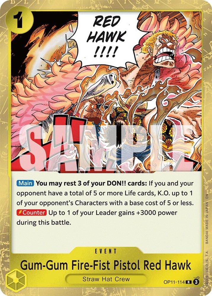 Gum-Gum Fire-Fist Pistol Red Hawk Foil [OP11 – OP11-114] NM One Piece Card Game