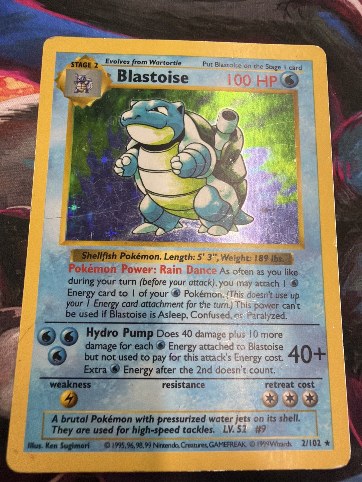 Blastoise 002/102 Base Set (Shadowless) Holo VINTAGE! KEN SUGIMORI ARTWORK!