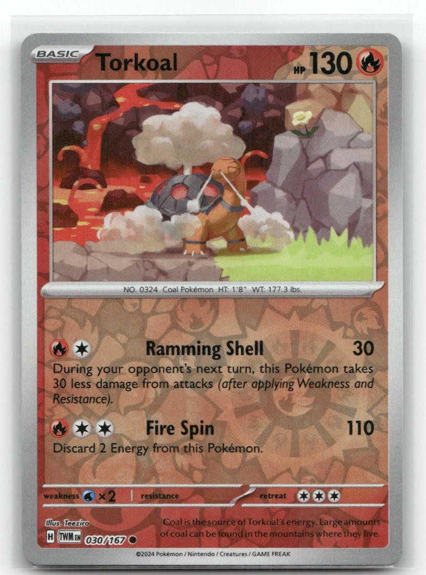 Torkoal Reverse Holo 030/167 SV06: Twilight Masquerade Common Pokemon TCG