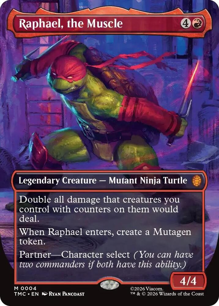 1x Foil Raphael, the Muscle (Borderless) Commander: Teenage Mutant Ninja Tur MTG