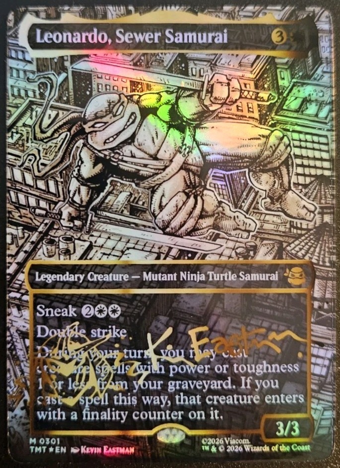 Leonardo, Sewer Samurai (Borderless) (Gold-Stamped Signature) Playtest Card