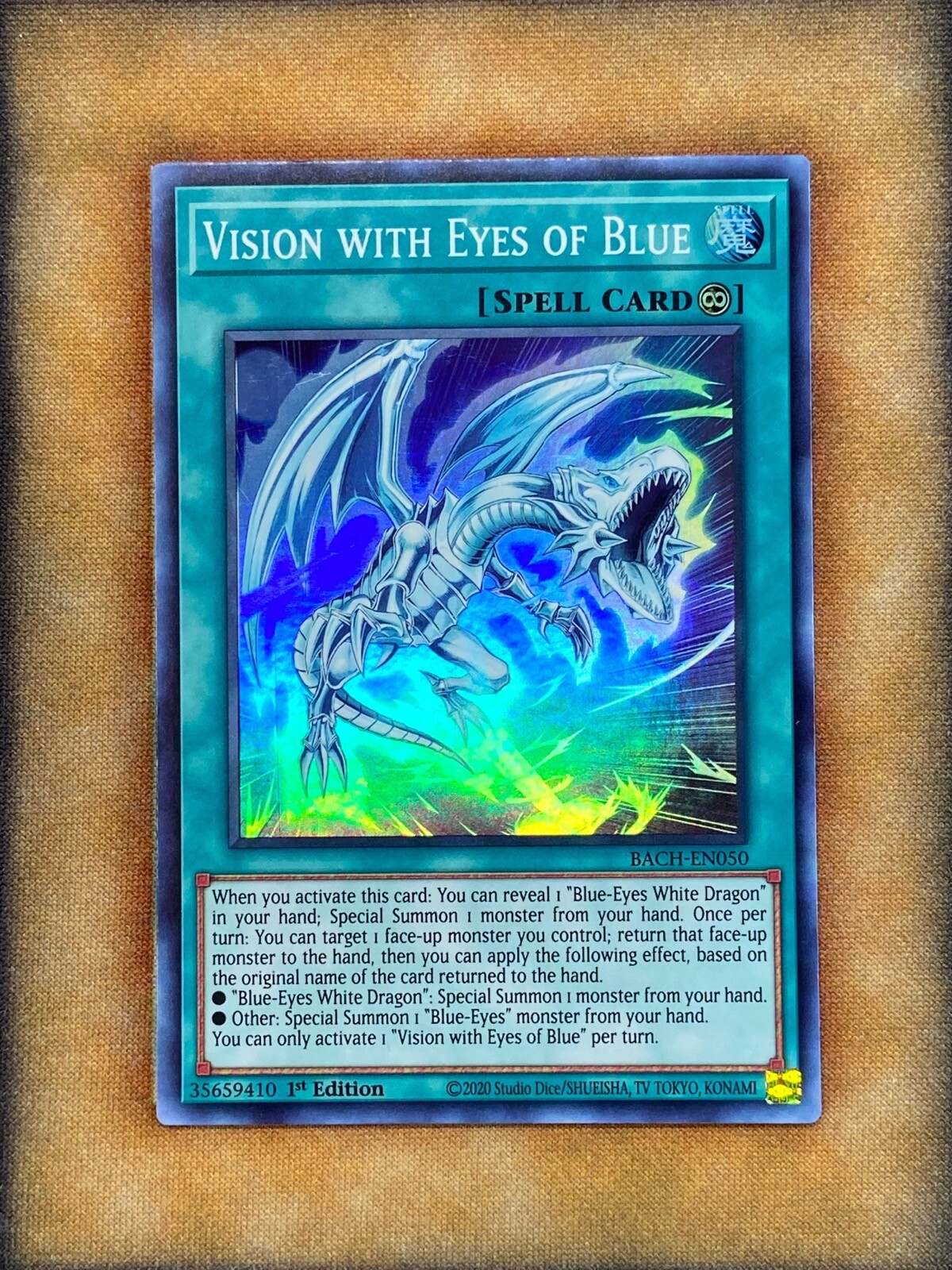 Yugioh Vision with Eyes of Blue BACH-EN050 Super Rare 1st Ed NM