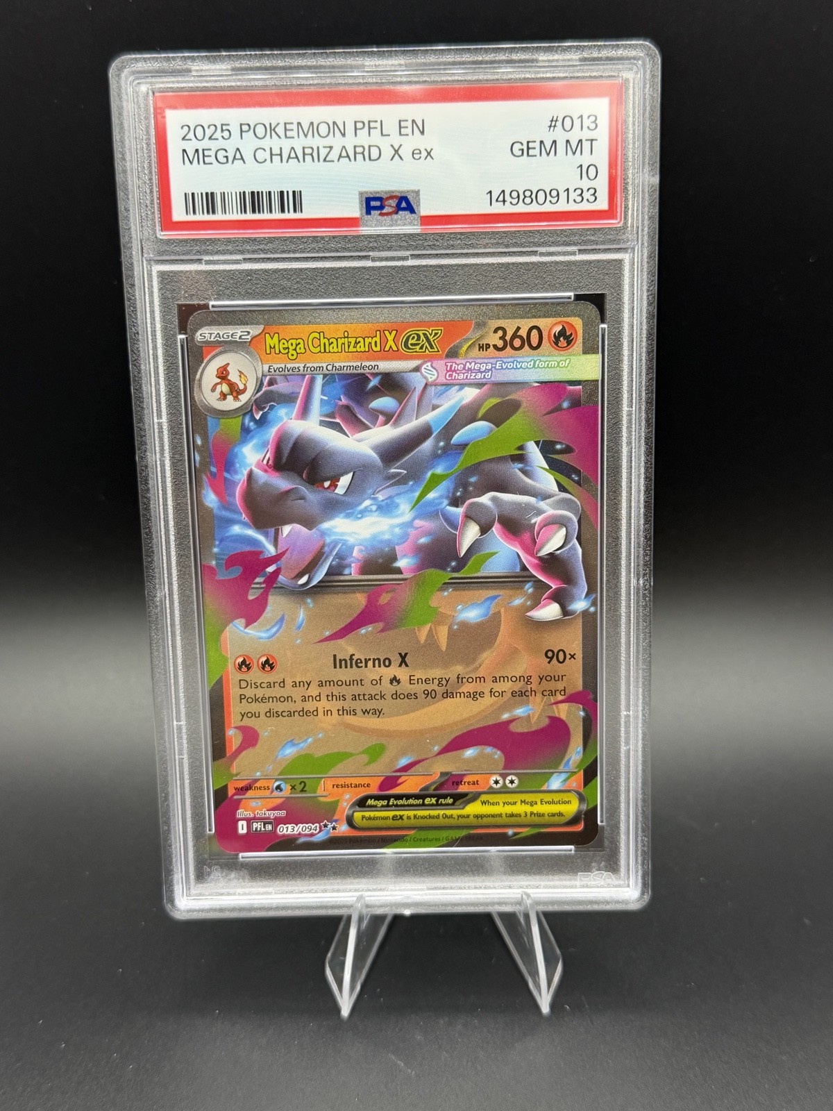 Mega Charizard X ex 013/094 Me02: Phantasmal Flames Holo PSA 10