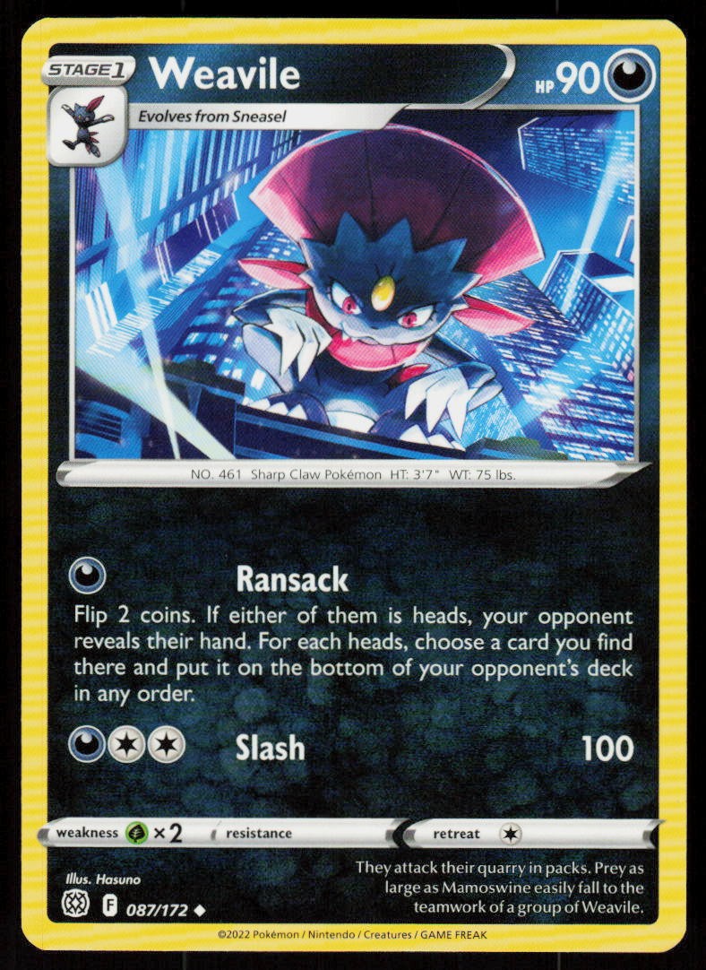 Weavile 087/172 Uncommon Brilliant Stars Pokemon Near Mint