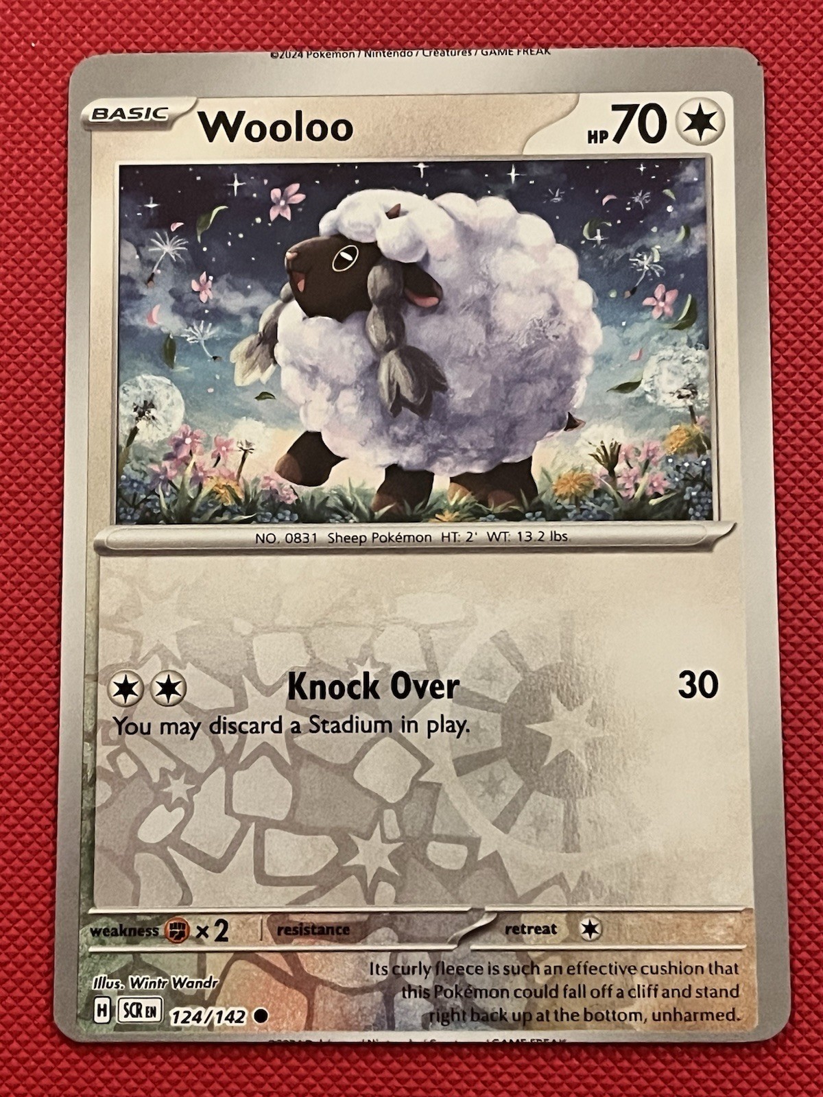 Pokemon Wooloo Reverse Holo Miscut Trademark At Top 124/142 Stellar Crown Card