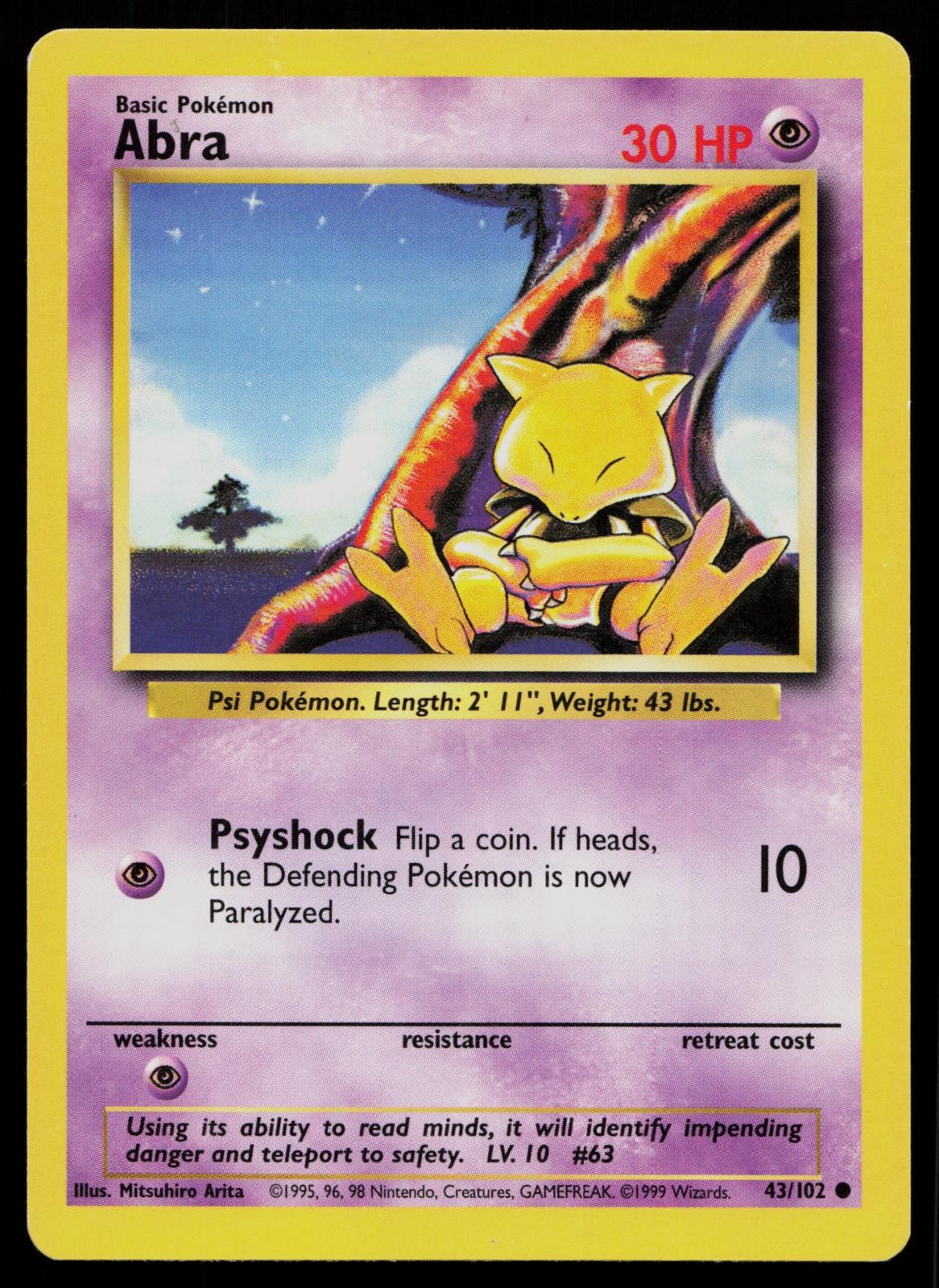 ABRA 43/102 COMMON BASE SET UNLIMITED POKEMON MP