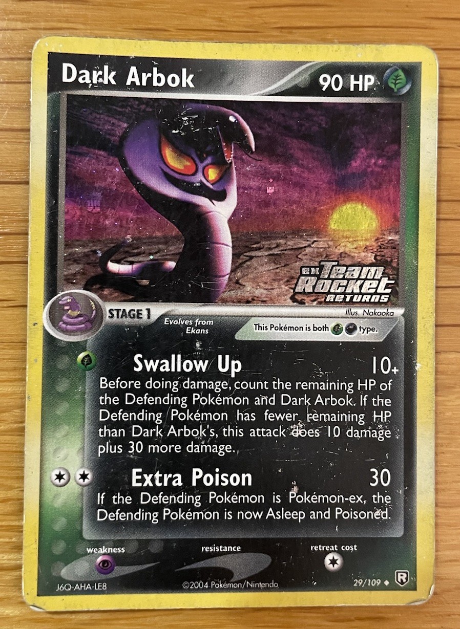 Dark Arbok 29/109 EX Team Rocket Returns Stamped Reverse Holo Heavy Play 2004