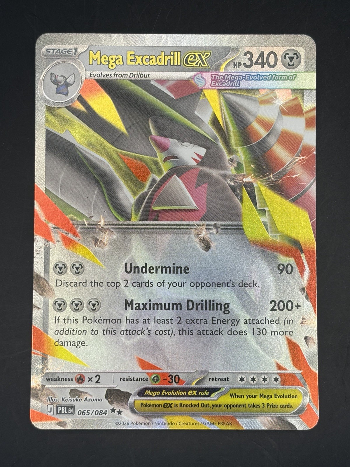Mega Excadrill ex 065/084 Double Rare Pitch Black Pokemon Holo Near Mint