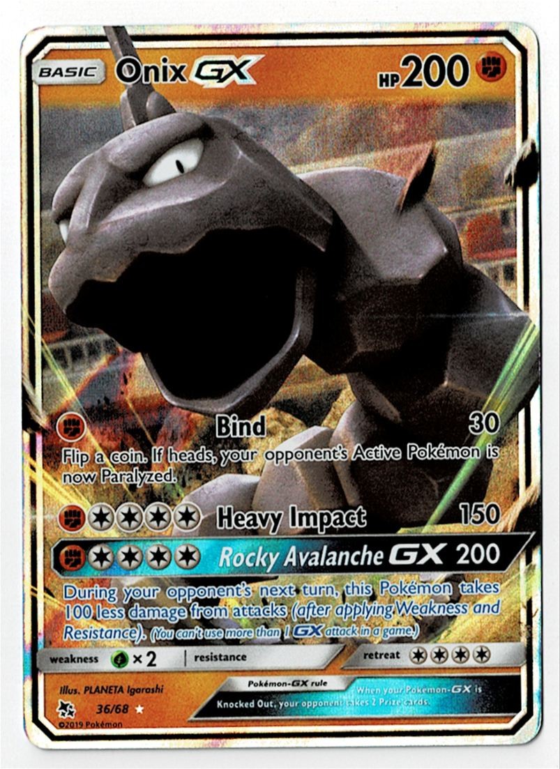 2019 Hidden Fates Onix GX Ultra Rare #36/68