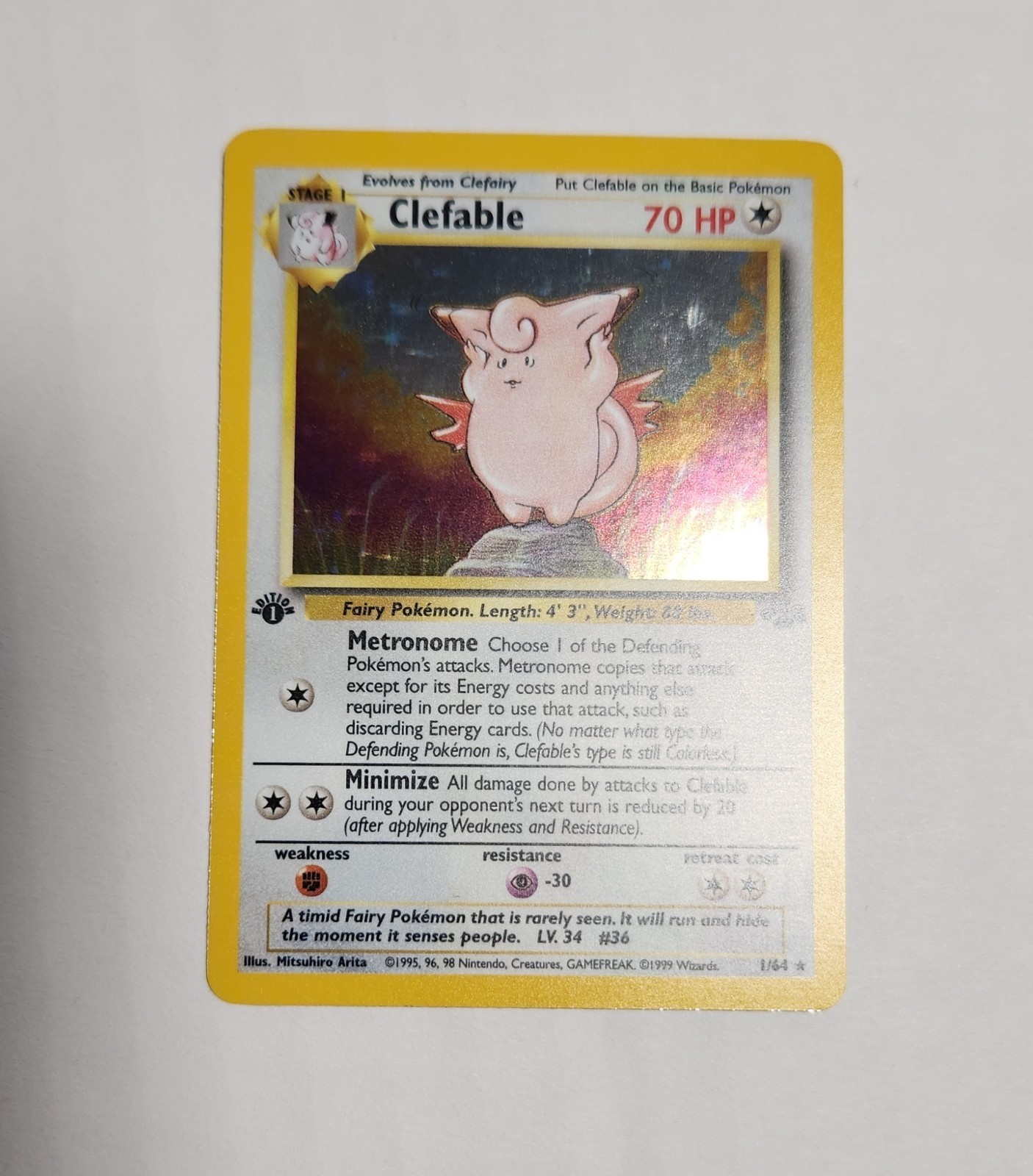 Pokemon TCG – Clefable – 1st Edition Holo – Lightly Played – 01/64 Jungle Set