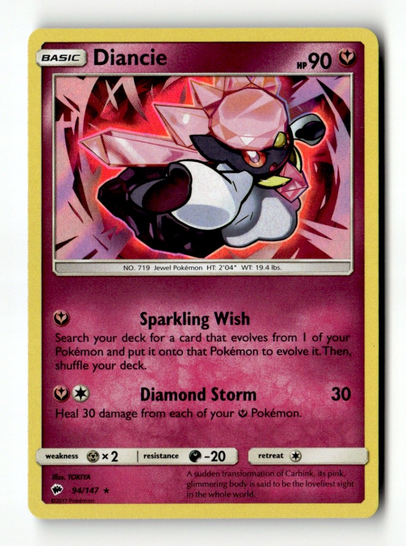Diancie Holo Rare Holo SM – Burning Shadows 94/147 LP Pokémon TCG
