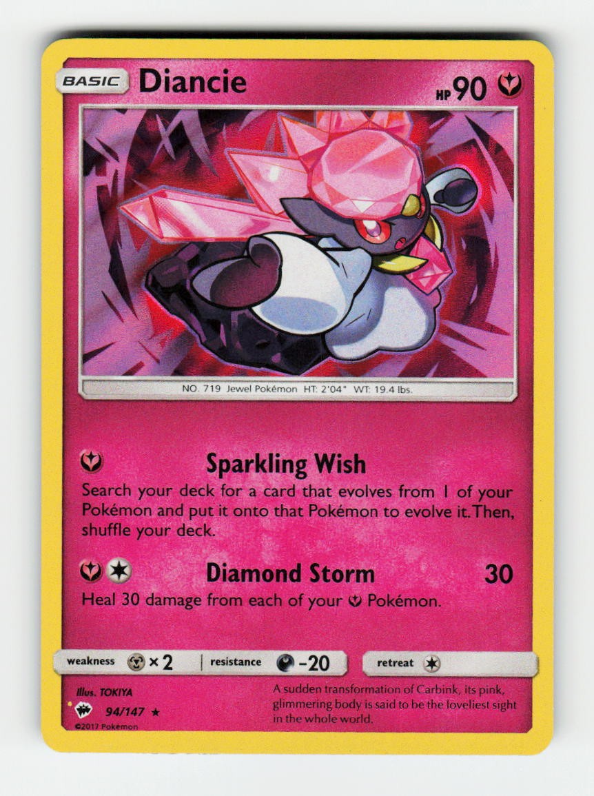 Diancie SM – Burning Shadows 94/147 Pokemon Holo Rare Holofoil NM