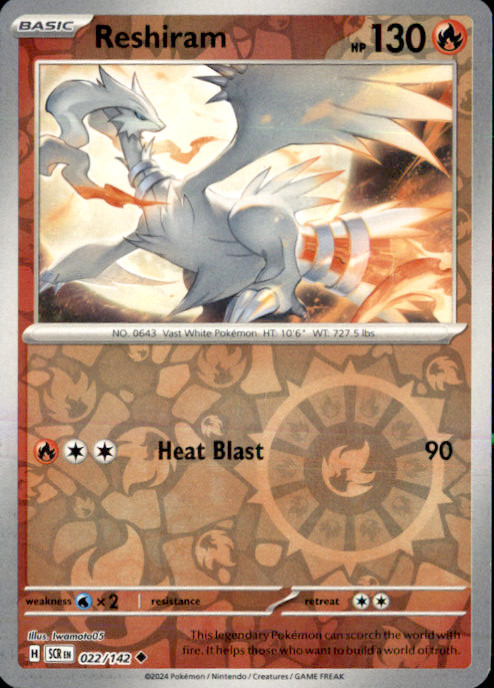 Reshiram Reverse Holo Uncommon SV07: Stellar Crown 022/142 NM Iwamoto05 2024