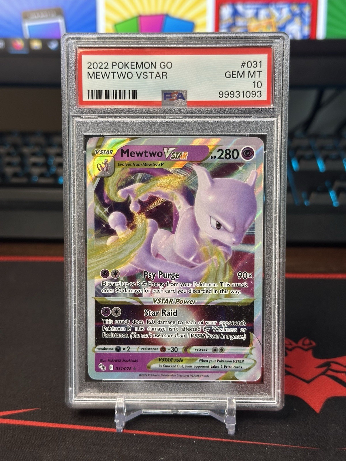 2022 Pokemon Go Mewtwo Vstar 031/078 PSA 10 Gem Mint