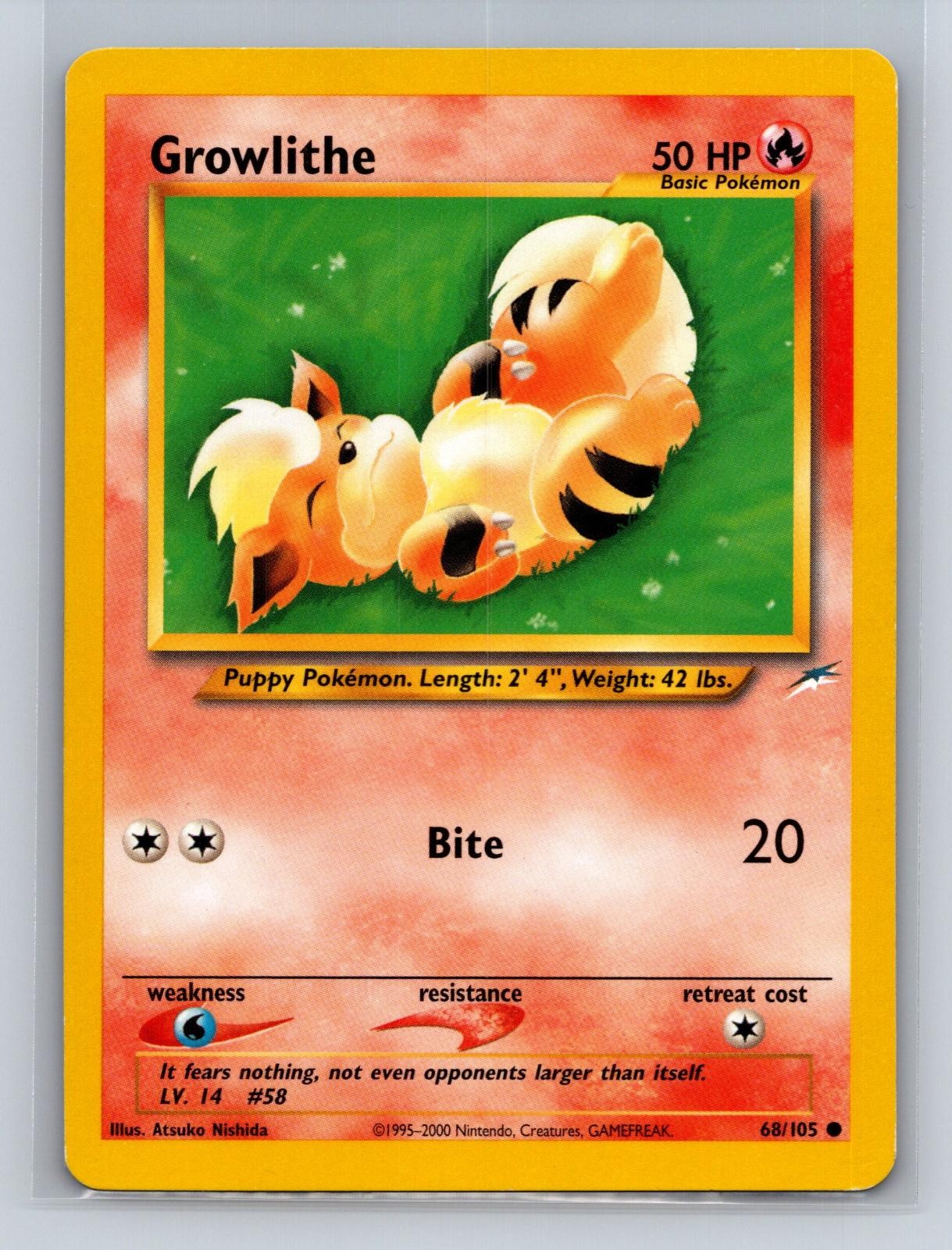 Growlithe 68/105 Common Neo Destiny Pokemon Unlimited Lightly Played