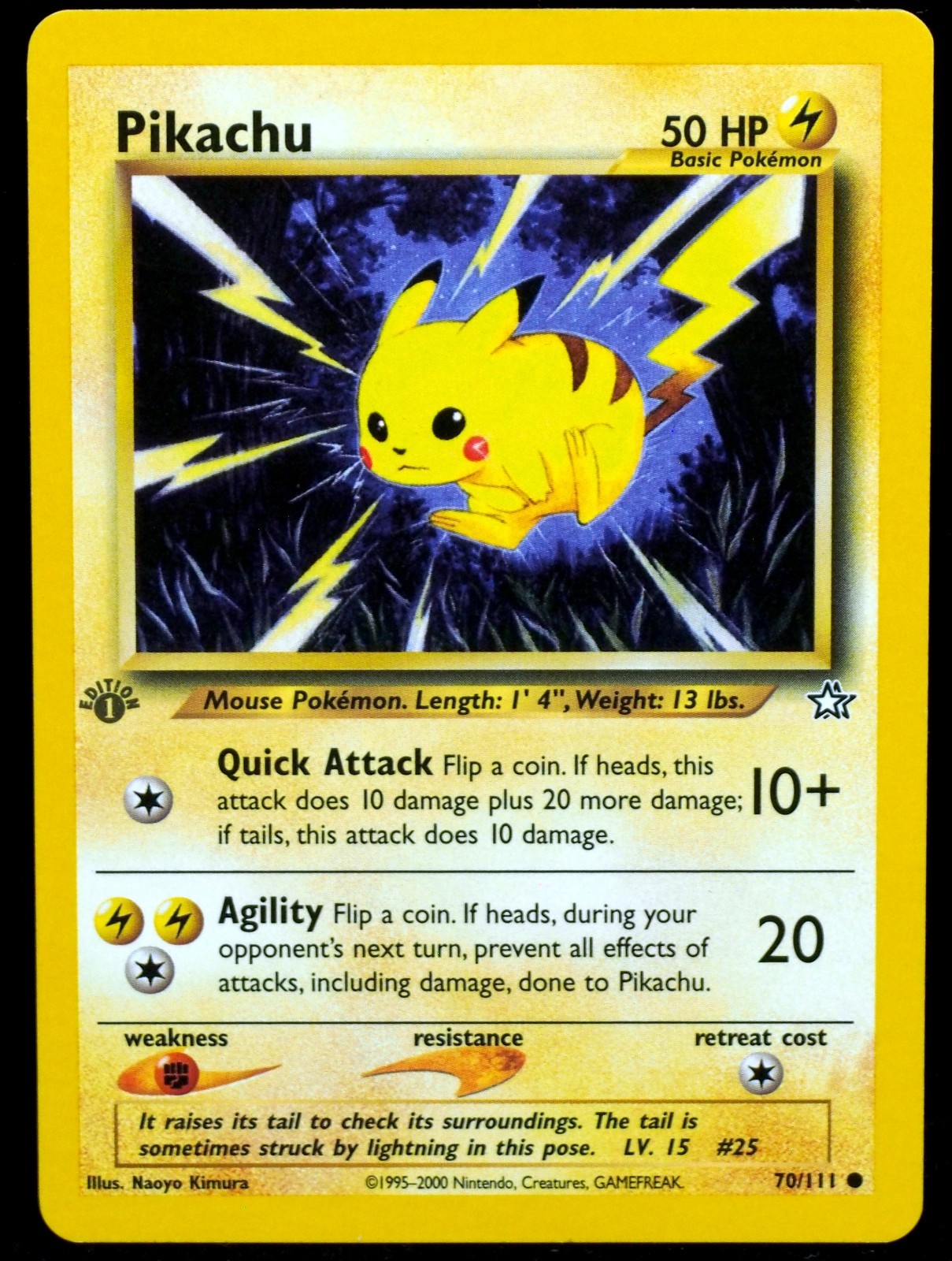Pikachu 1st Ed. Grey Stamp Error #70/111 Neo Discovery NM/M Pokemon Card