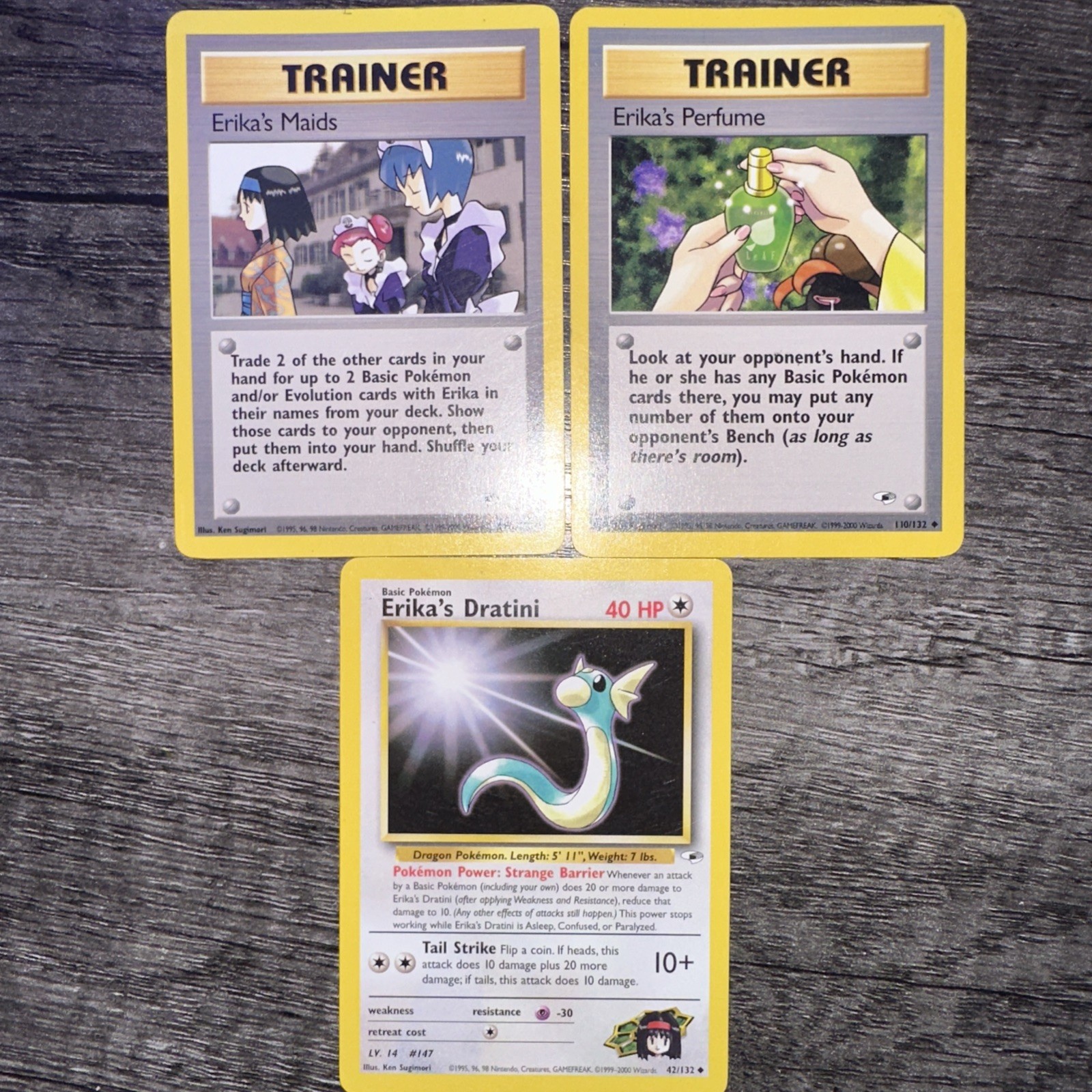 Erika’s trainer 109/132 & 110/132 & 42/132 Gym Heroes Trainer Pokemon Card
