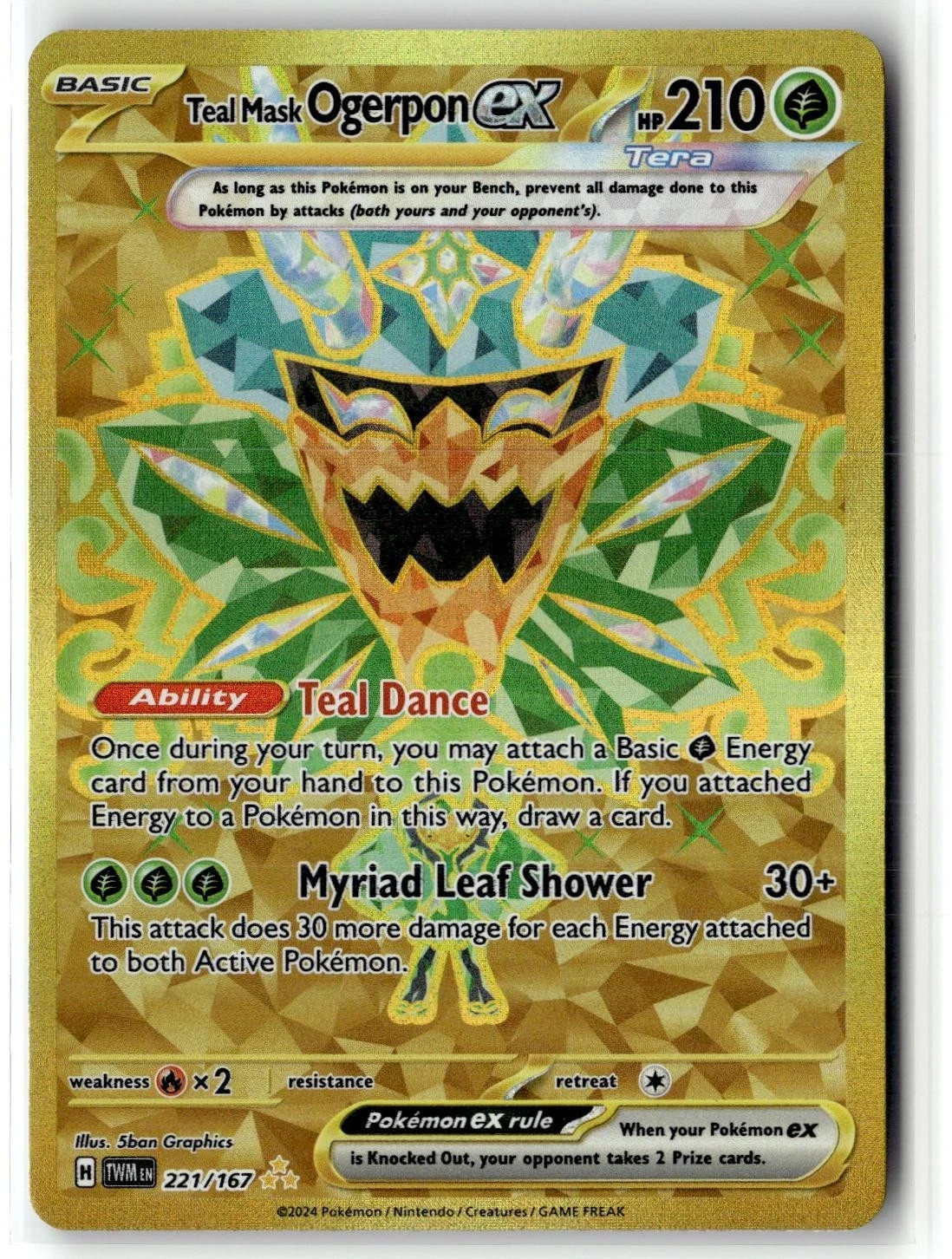 Teal Mask Ogerpon ex 221/167 Hyper Rare Twilight Masquerade Pokemon NM