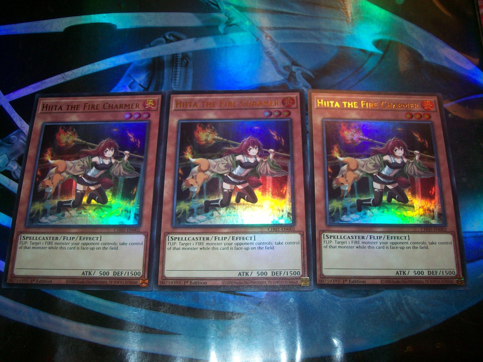 3x Hiita the Fire Charmer 1st Edition Ultra Rare CH02-EN002 Yu-Gi-Oh!