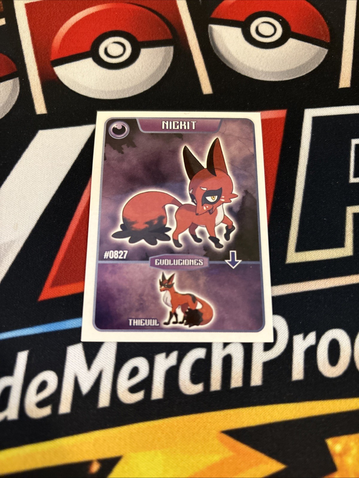 Rare POKEMON EVOLUTIONS STICKER Nickit – Thievul – FULL ART