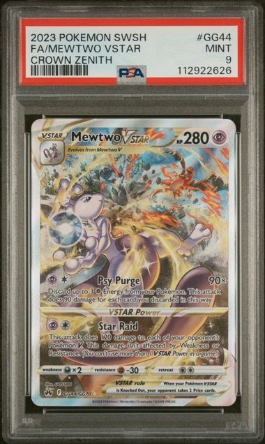 2023 POKEMON SWORD & SHIELD CROWN ZENITH #GG44 FULL ART/MEWTWO VSTAR PSA 9
