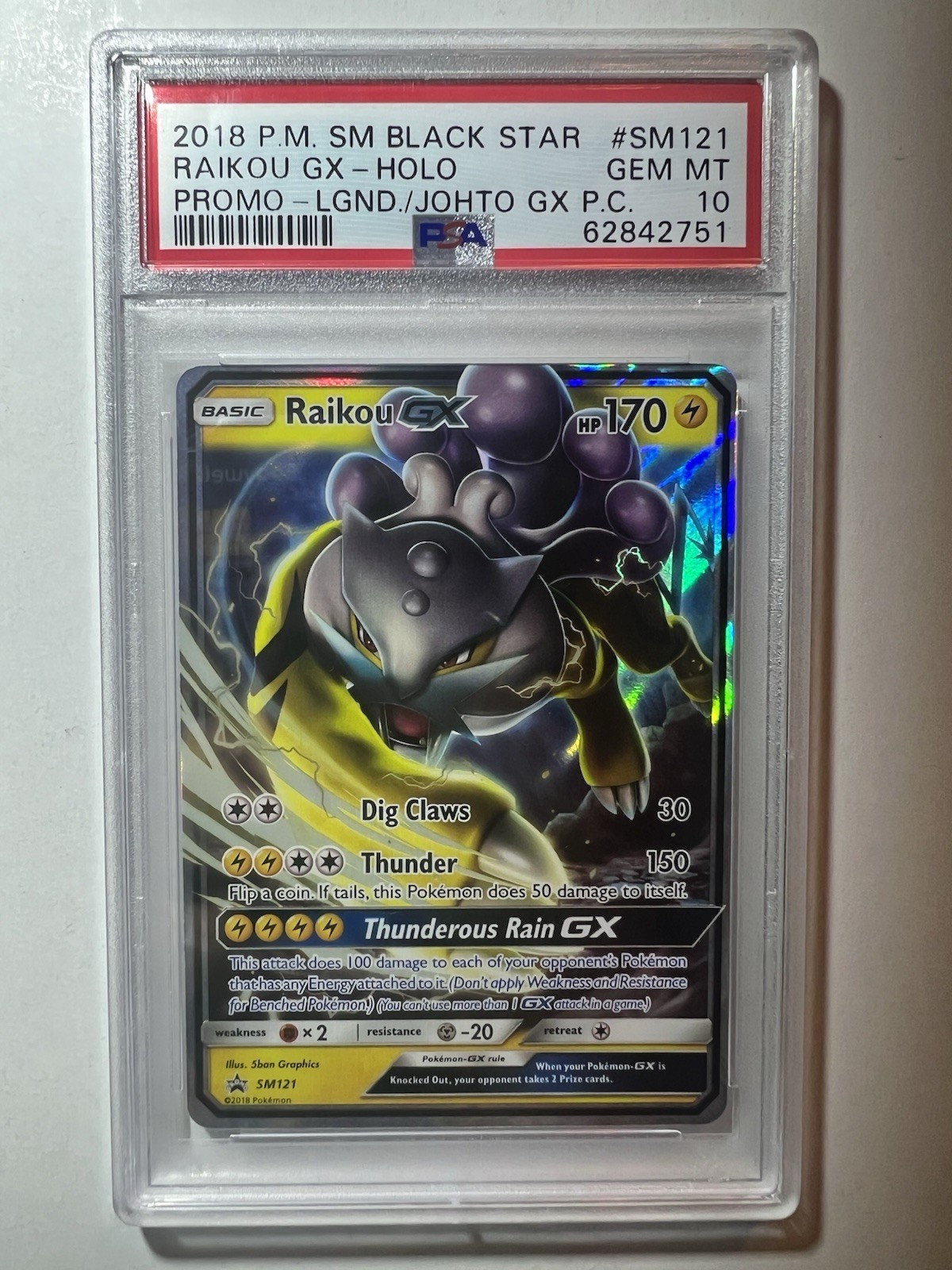 The Pokémon Company Raikou GX SM Black Star Promo Holo PSA 10 ENG 2018 SM121