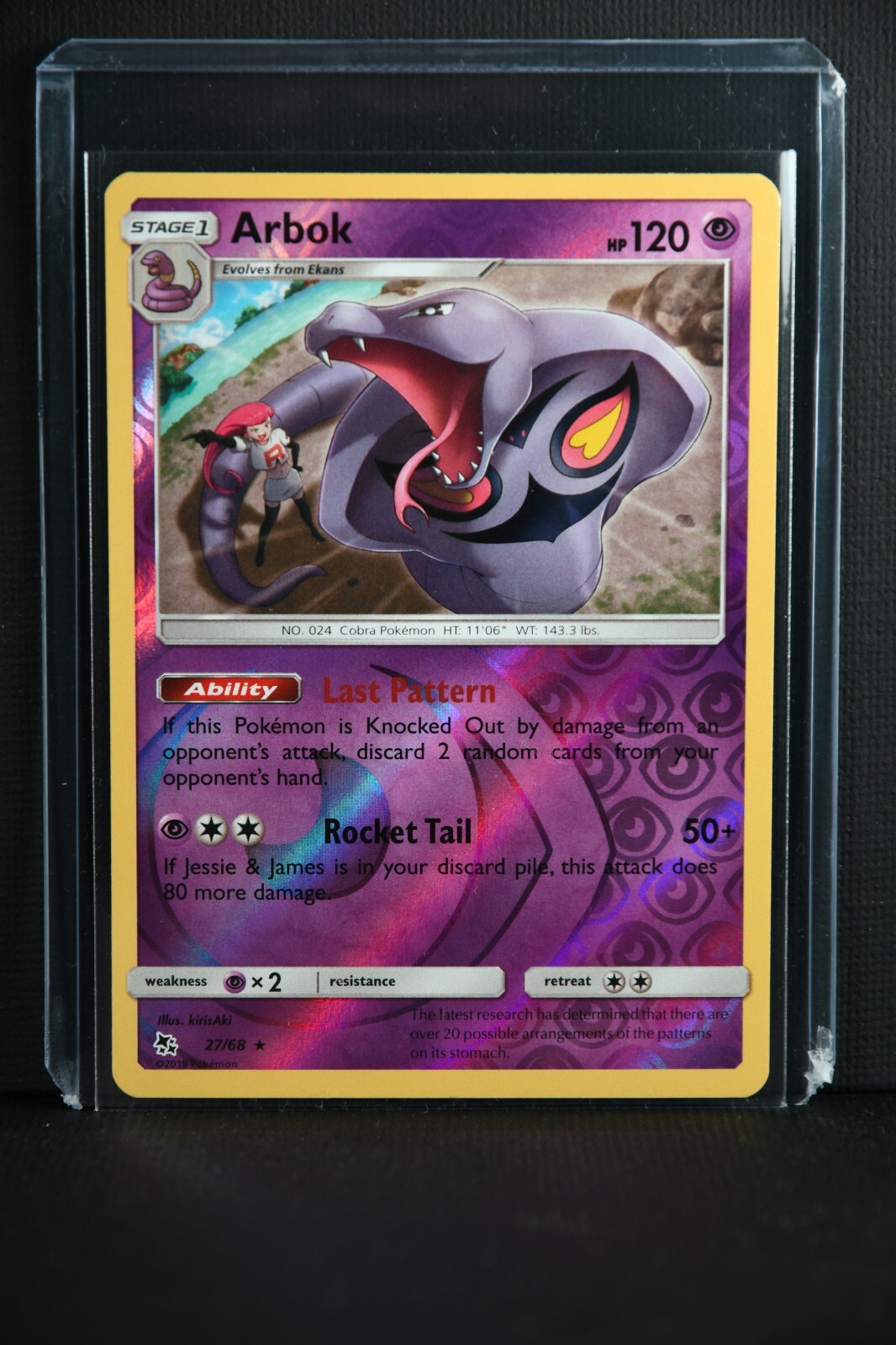 Arbok 27/68 Hidden Fates 2019 Reverse Holo Foil Rare Pokemon TCG Card – NM