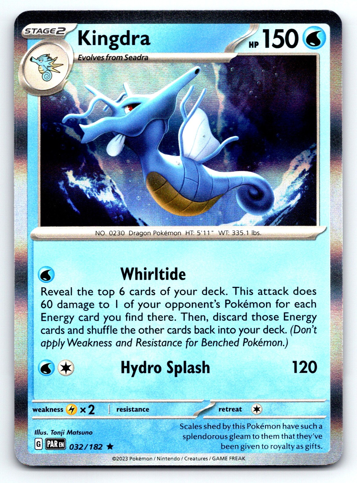 Pokemon Kingdra SV04: Paradox Rift PAR Holo 032/182 NM Rare Tonji Matsuno