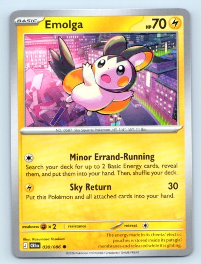 Emolga 030/086 ~ Common English Near Mint