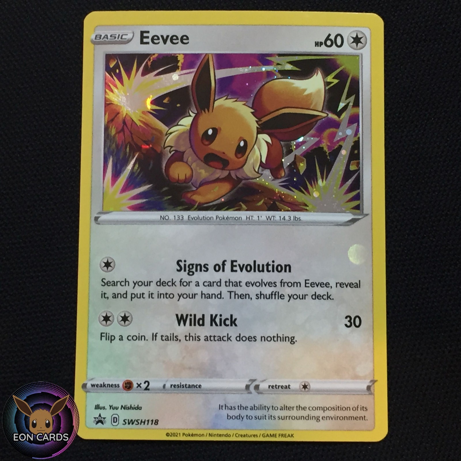 Eevee HOLO PROMO SWSH118 HOLO BLEED ERROR (NM) Black Star PROMO Pokemon Cards