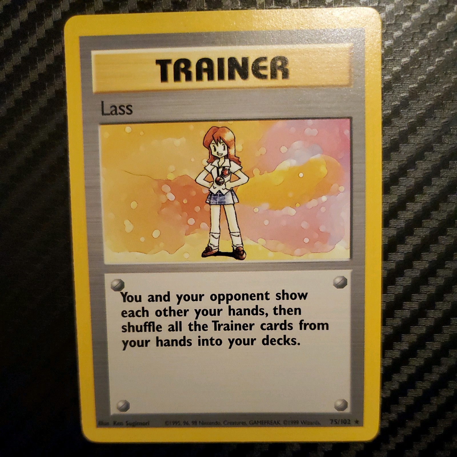 Lass – 75/102 – Rare Non-Holo WOTC TCG—Base Set Pokemon Card NM