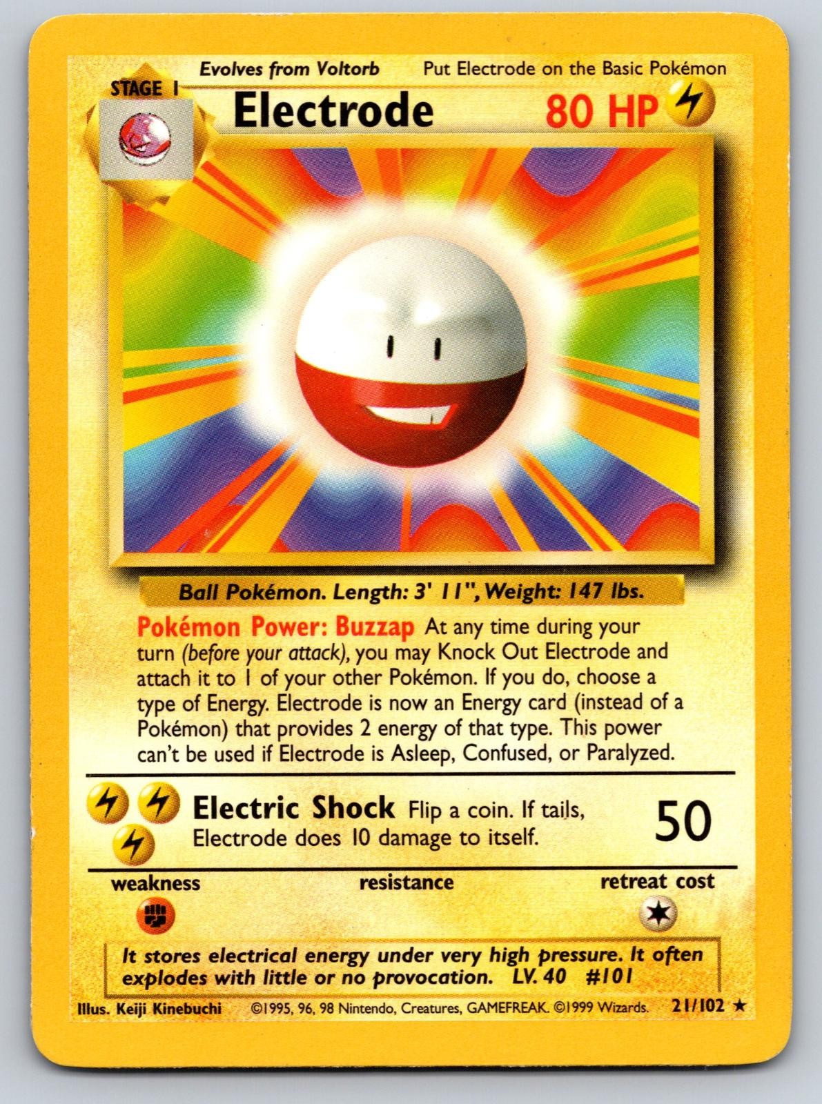 Electrode 21/102 Rare Base Set Unlimited Pokemon Lightly Played