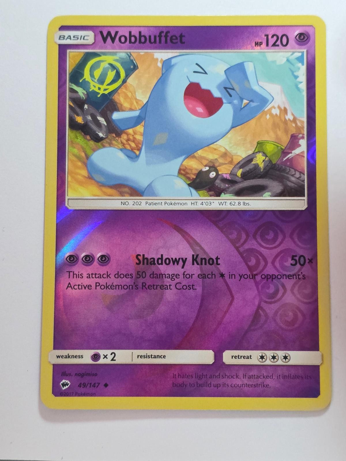 WOBBUFFET 49/147 UNCOMMON BURNING SHADOWS REVERSE HOLO NM/M POKEMON