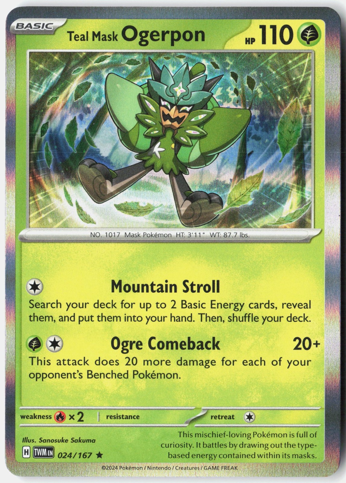 Teal Mask Ogerpon Holofoil [Twilight Masquerade – 024/167] – NM – Pokemon TCG…