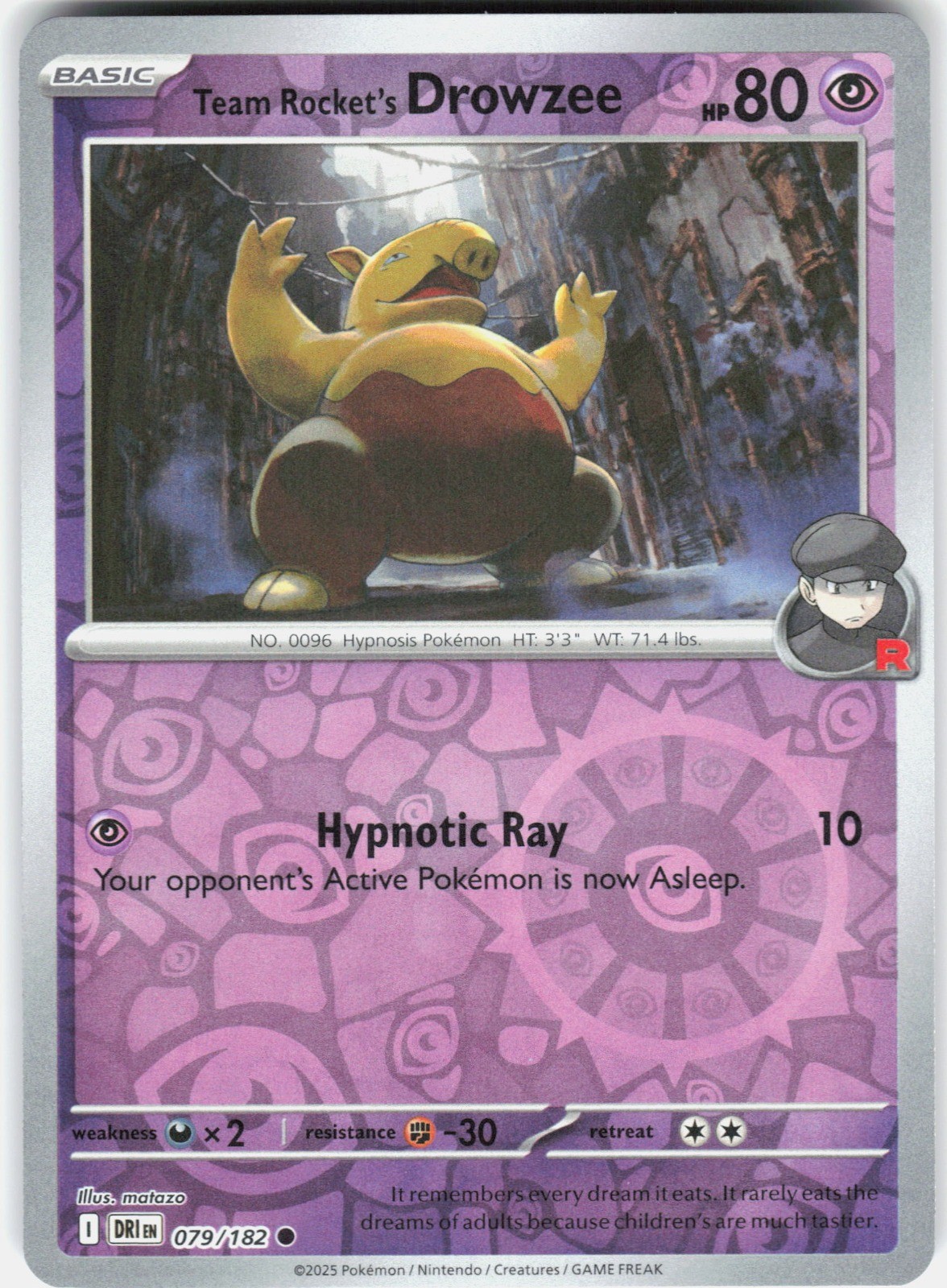 Team Rocket’s Drowzee Reverse Holo SV10: Destined Rivals 079/182 NM aky CG Works