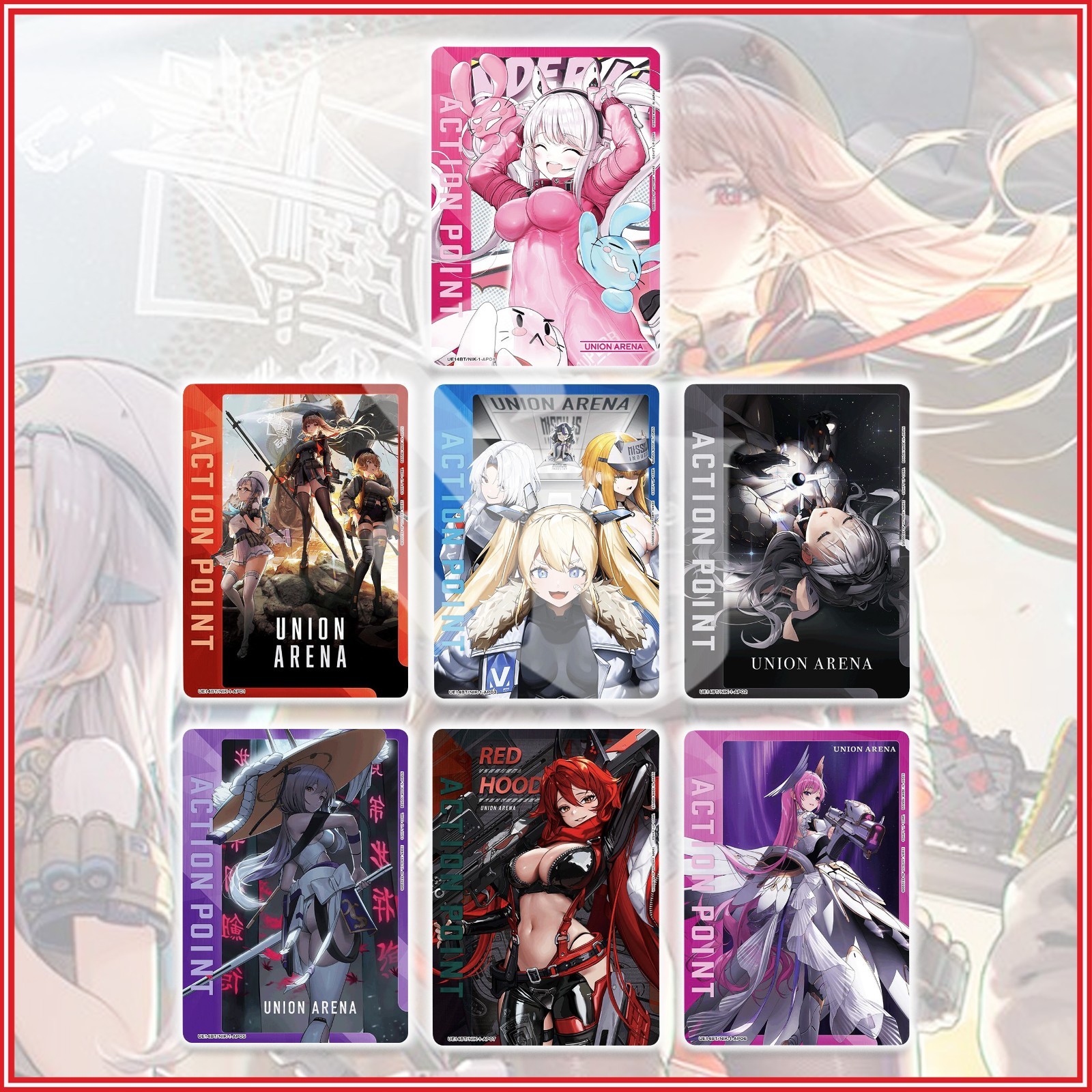 UNION ARENA TCG: Goddess of Victory Nikke Set of 7 Action Point AP NIK