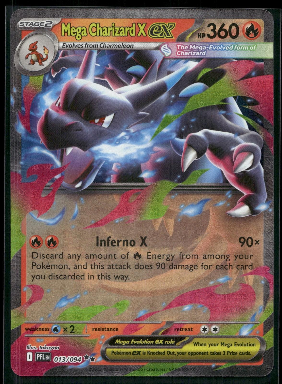 Mega Charizard X ex 013/094 Double Rare Phantasmal Flames Pokemon Holo Near Mint