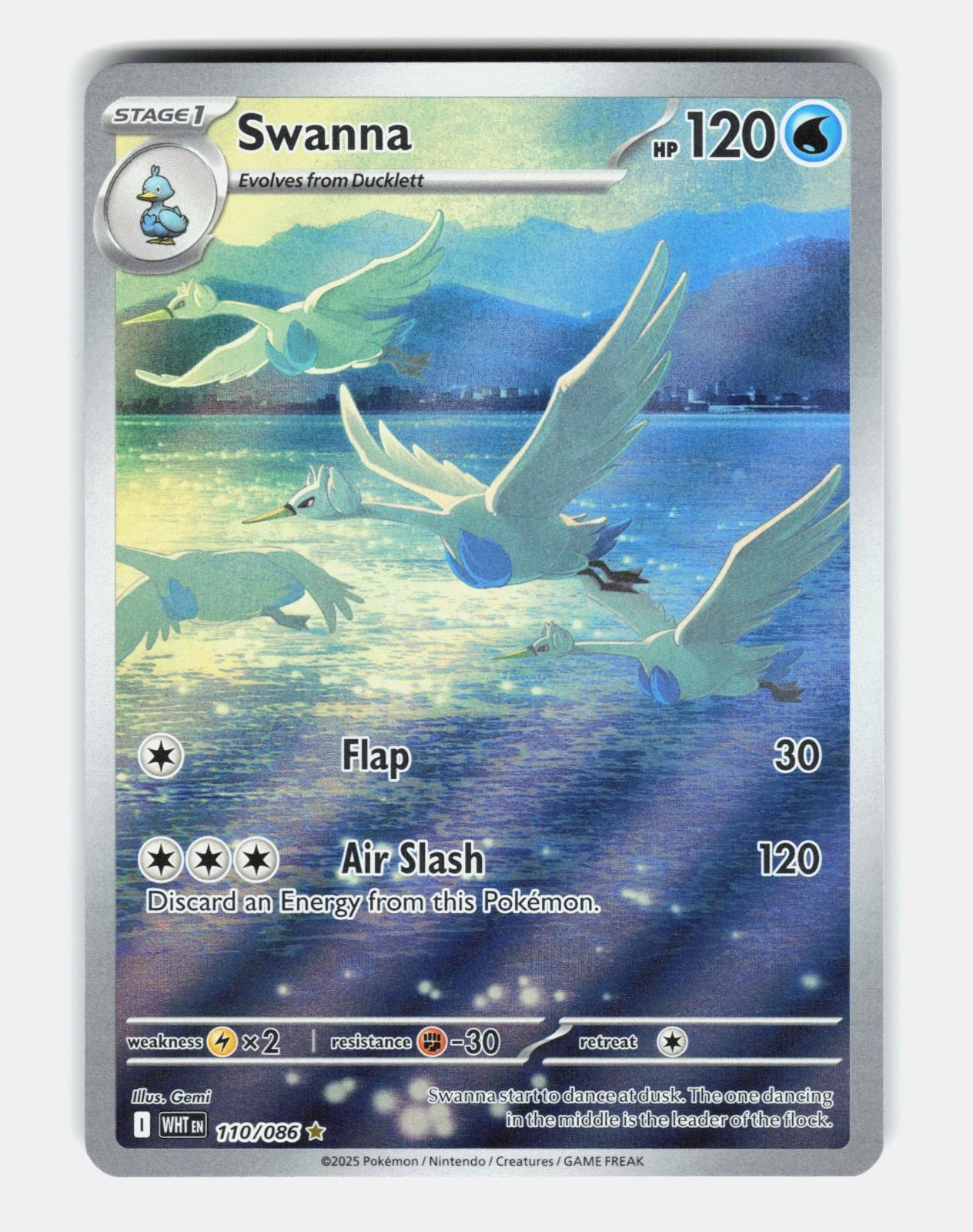 Swanna 110/086 Holo Illustration Rare White Flare Pokemon Near Mint